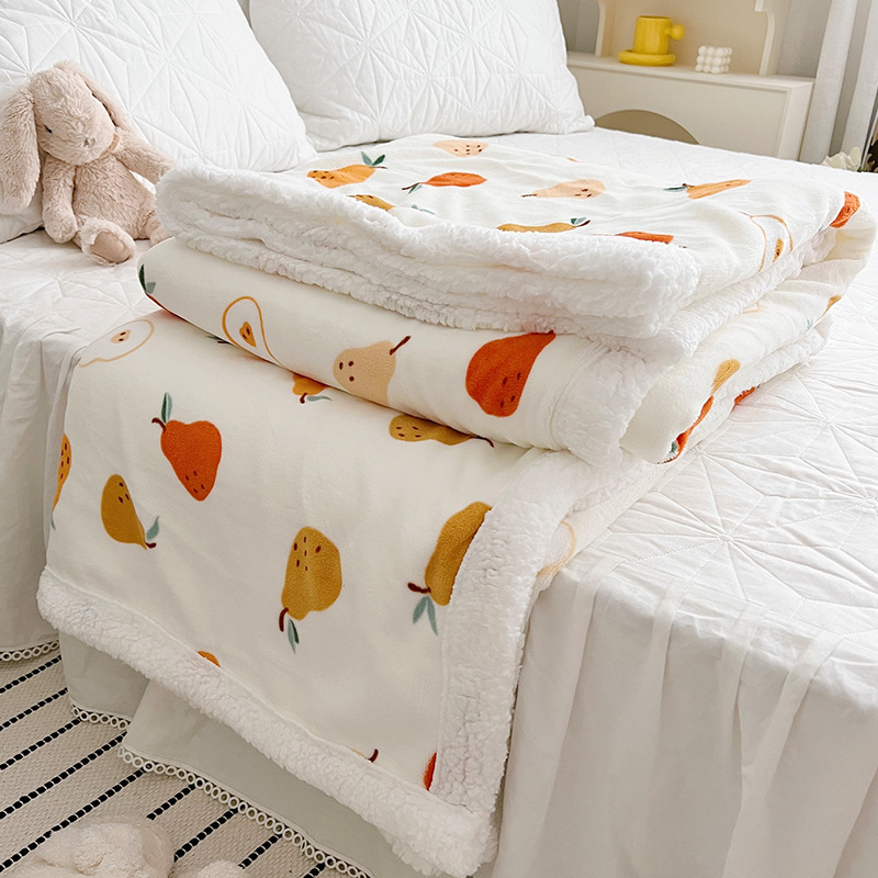 秋季家用儿童毯办公室盖毯双层简约毯子卡通毛毯薄款小被子床上用