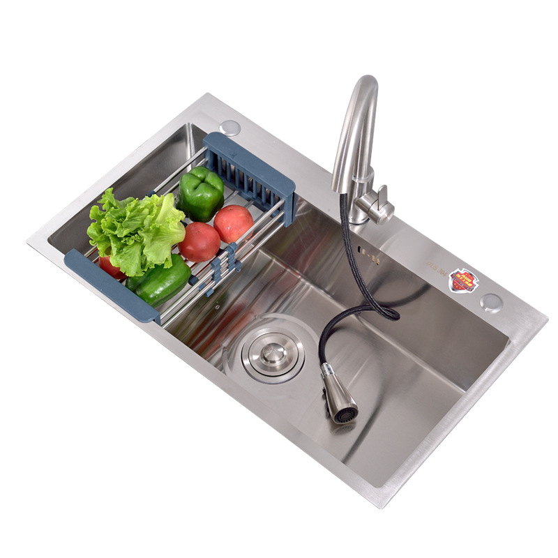 厂家直销SUS304不锈钢拉丝水槽厨房单双水槽台上洗菜池洗菜盆