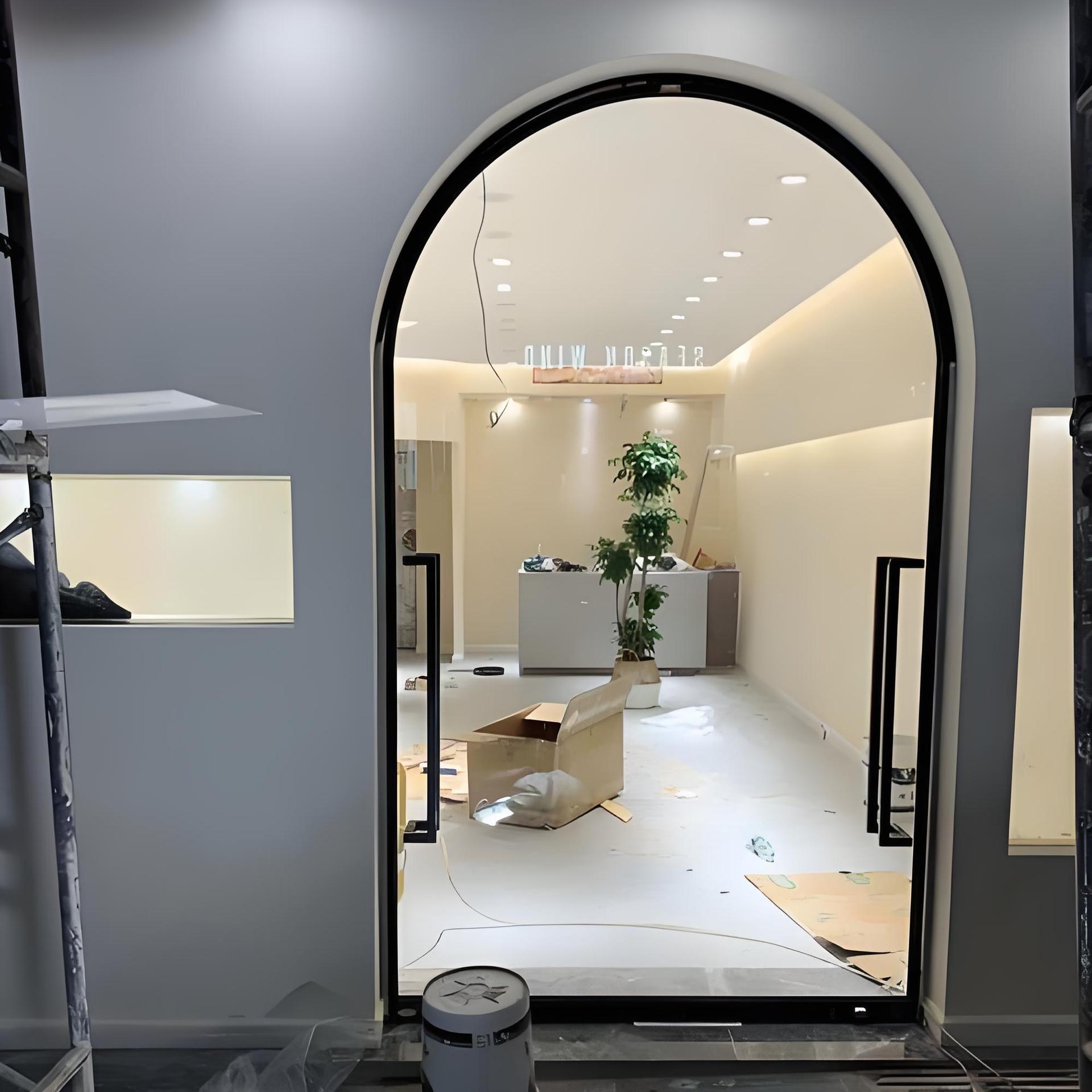 中轴门金玛龙18极窄网红服装店玻璃门360旋转门钢化极窄铝合金门