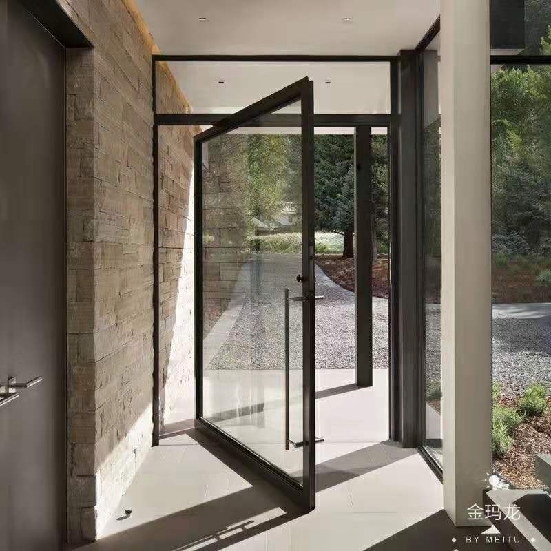 偏轴门金玛龙80系列中悬门欧美公寓入户玻璃门跨境入户枢轴门电动