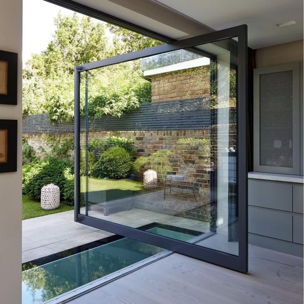 偏轴门金玛龙80系列中悬门欧美公寓入户玻璃门跨境入户枢轴门电动