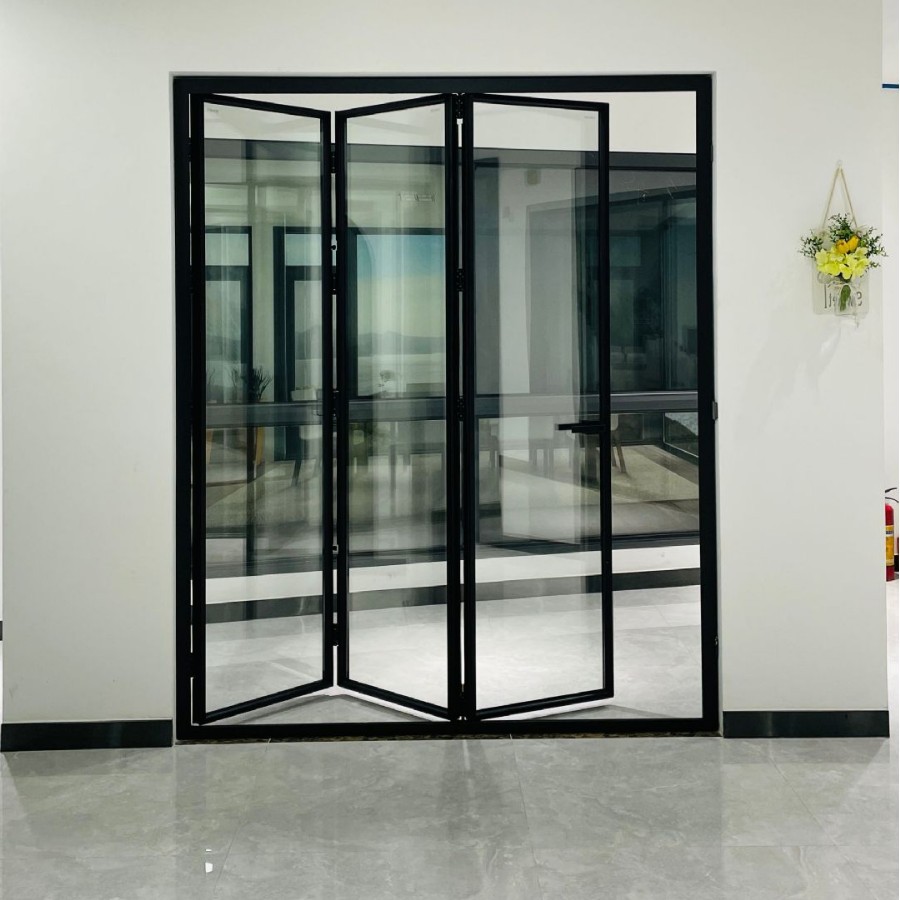 极窄折叠门金意享客厅家定制玻璃门钢化玻璃折叠式隔音门可折叠