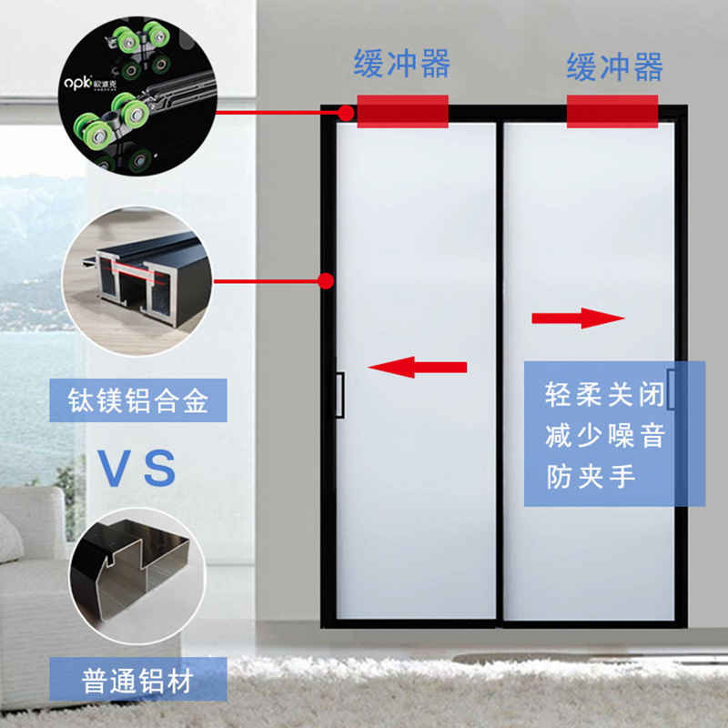 佛山工厂重型移门钛镁合金中空钢化玻璃隔断门厕所推拉门玻璃门