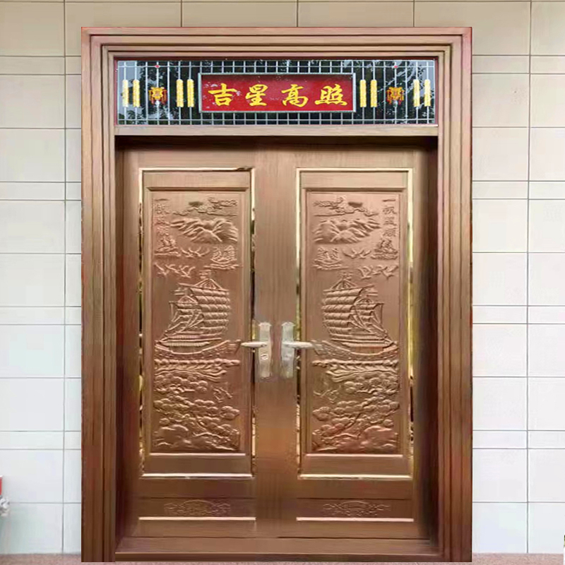 不锈钢门大门双开农村进户门农村自建对开大门带玻璃防盗门阳台门