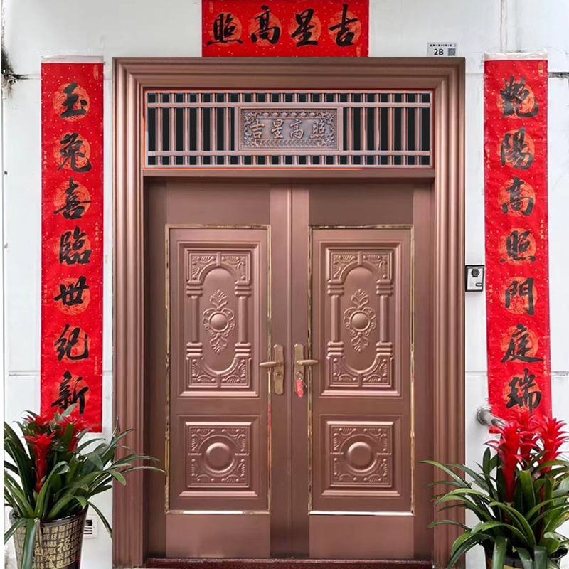 不锈钢门大门双开农村进户门农村自建对开大门带玻璃防盗门阳台门