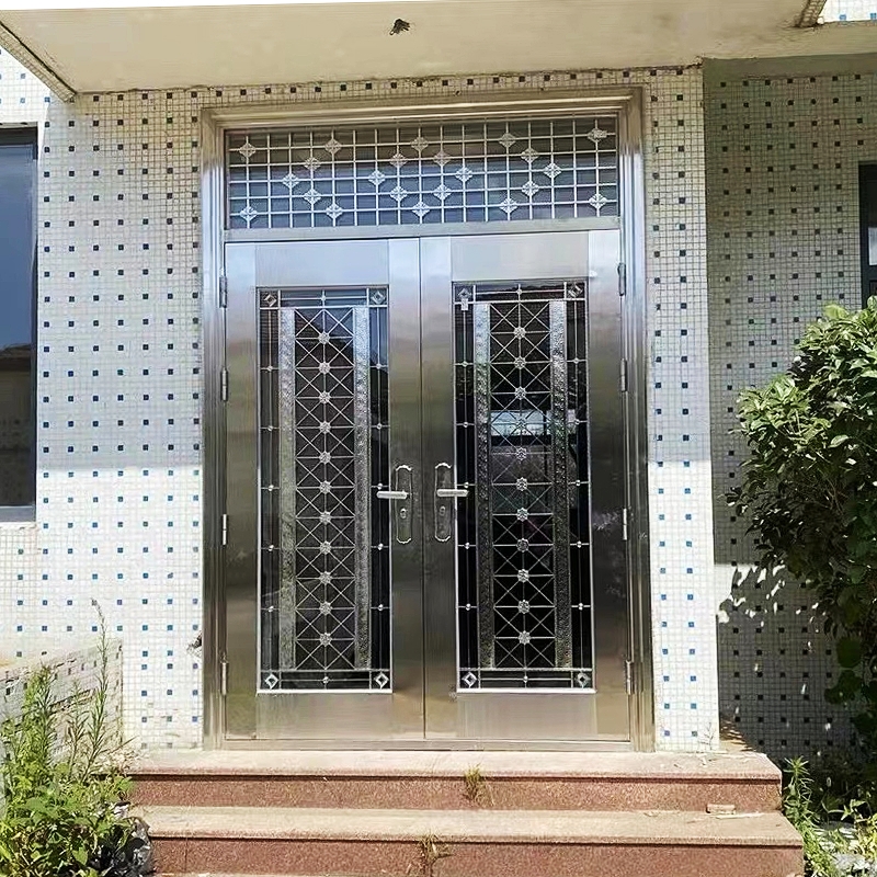 不锈钢门大门双开农村进户门农村自建对开大门带玻璃防盗门阳台门