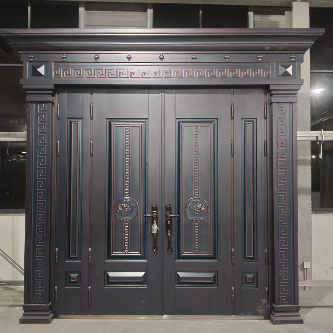 锌合金别墅大门双开门农村自建房进户大门防盗入户门家用铸铝门