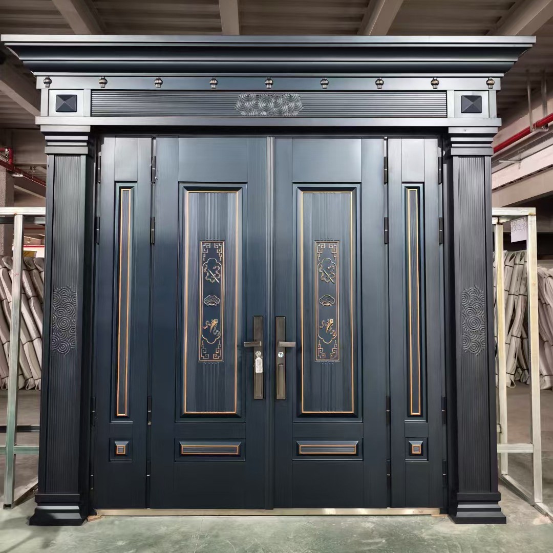 锌合金别墅大门双开门农村自建房进户大门防盗入户门家用铸铝门