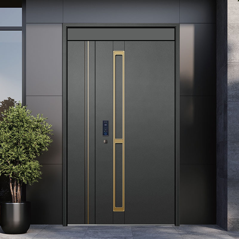 灰色不锈钢防盗门韩式不锈钢入户门自建房大门入户大门智能防盗门