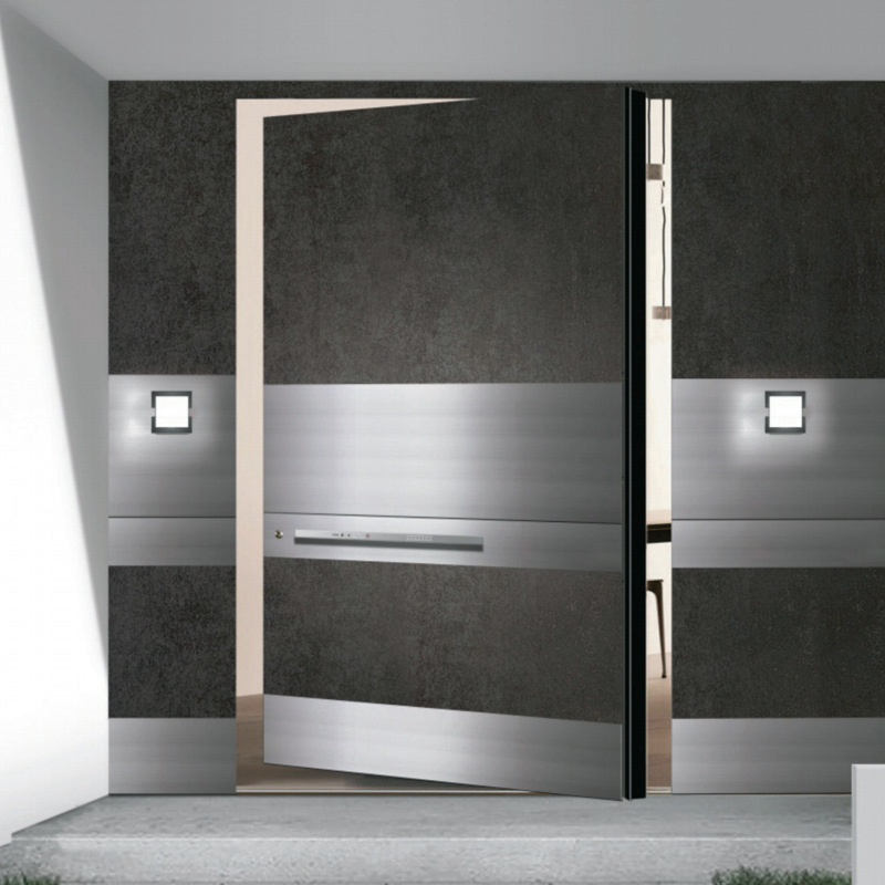 跨境铸铝转轴门不锈钢别墅门转轴门中轴旋转现代风格枢轴入户门