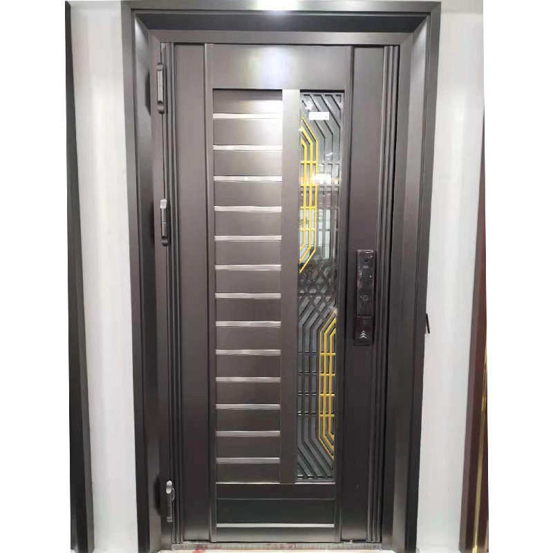 定 制款不锈钢智能门锁防盗门农村家用进户门 隔音防火可视门中门