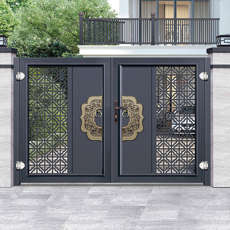 博盾铝艺庭院大门中式庭院门电动门乡村铁艺围墙院子铝合金双开门