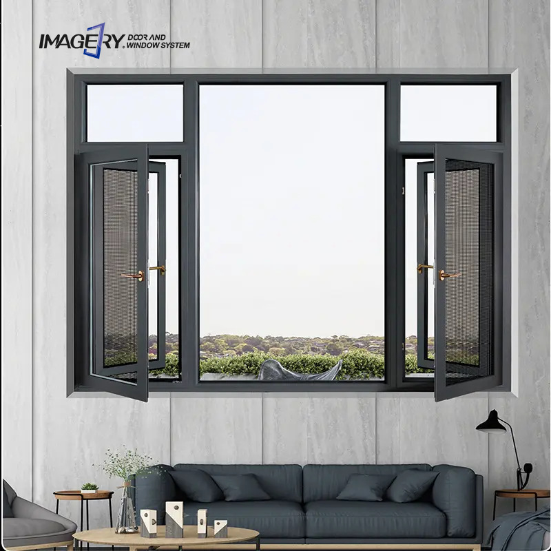 新款定制阳台卧室厨房隔音隔热钢化玻璃家装工程铝合金平开窗系列