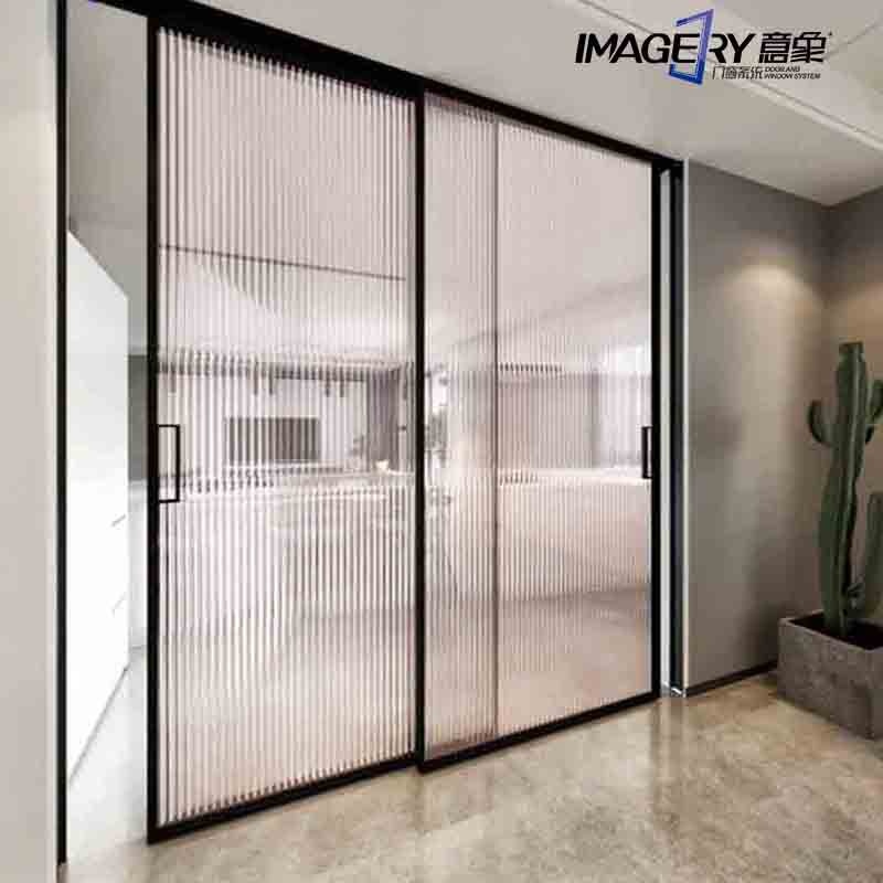 网红极窄边框铝合金材质两联动厨房阳台卫生间隔断门吊轨推拉门