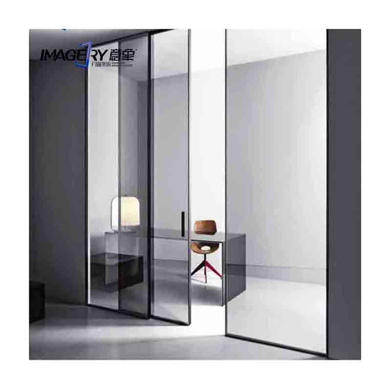 网红极窄边框铝合金材质两联动厨房阳台卫生间隔断门吊轨推拉门