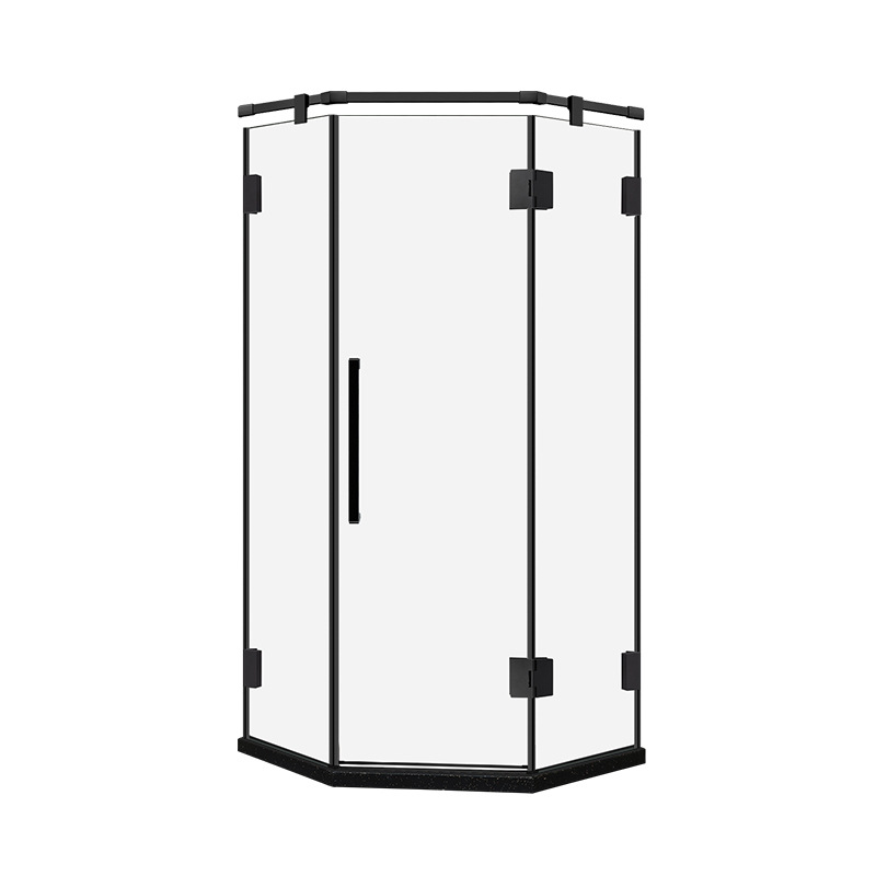 极简窄边钻石型淋浴房平开门卫生间干湿分离隔断浴室屏风玻璃下沉