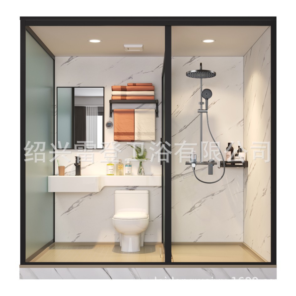 卫生间一体式淋浴房沐浴房简易免防水洗澡间家用改造集成卫浴厕所