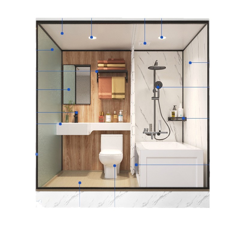 整体卫生间一体式淋浴房集成卫浴洗澡间干湿分离大尺寸可放浴缸款