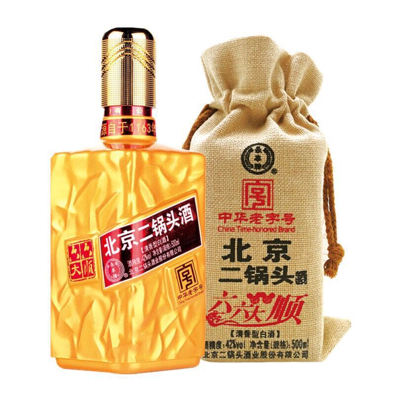 北京二锅头永丰牌二锅头六六大顺 42度清香型白酒500m*6瓶 整箱装