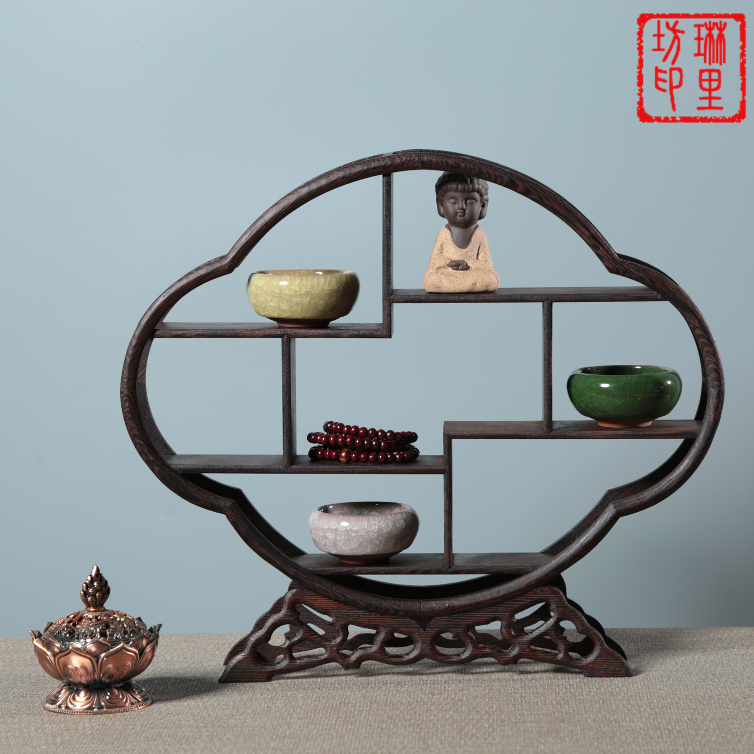 中式实木博古架鸡翅木微型红木博古架多宝阁展示架可定制小博古