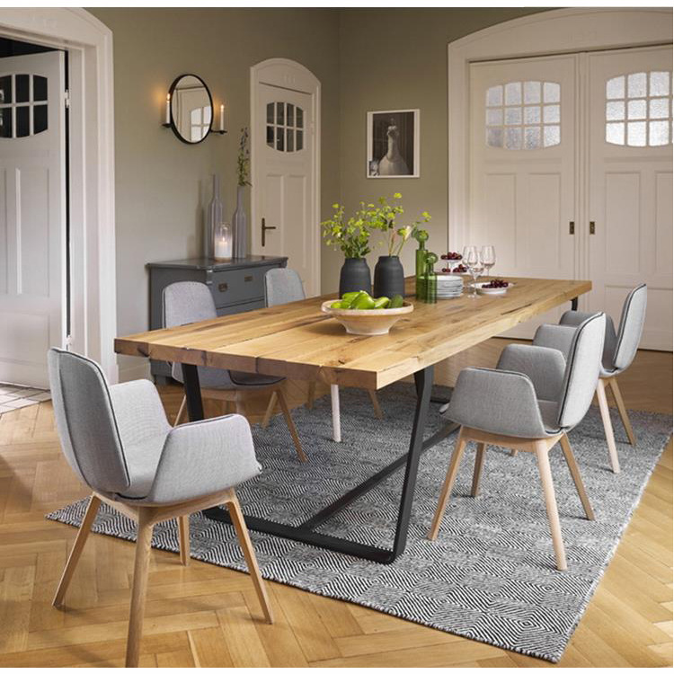 美式实木餐桌 铁艺长方形桌椅组合复古吃饭桌子可定制办公桌