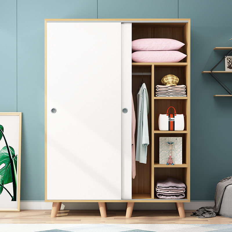 衣柜实木北欧现代简约出租公寓卧室家用简易组装推拉移门衣橱