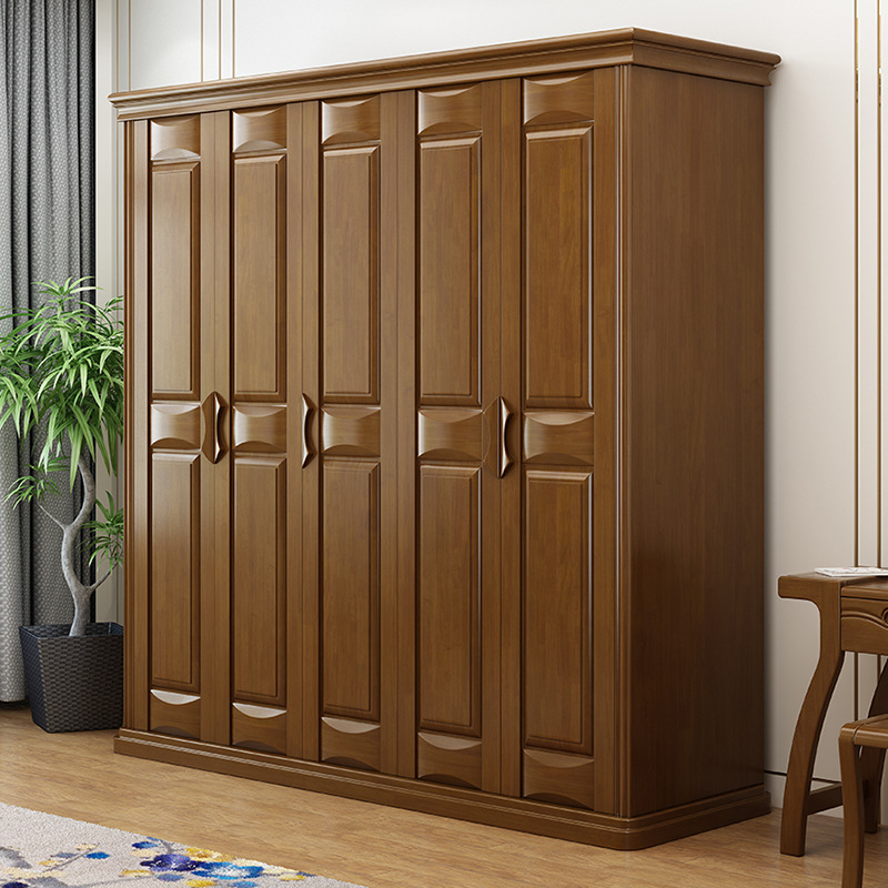 实木衣柜新中式橡胶木储物柜卧室家用现代简约整体衣橱经济实用型