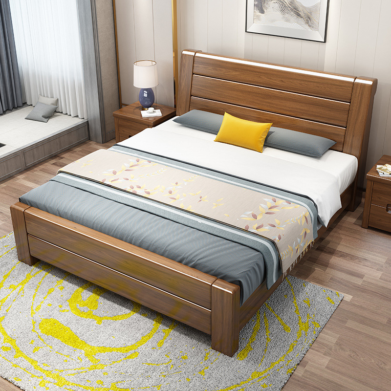 中式实木床1.5米1.8米双人床胡桃木床