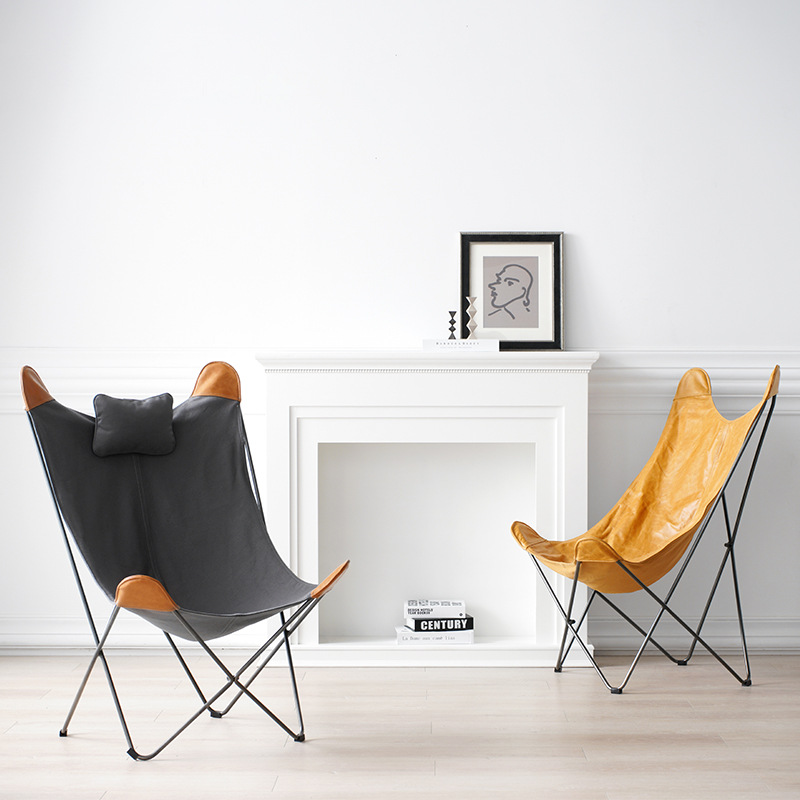 创意休闲躺椅北欧简约现代阳台轻奢单人沙发椅客厅家用真皮懒人椅