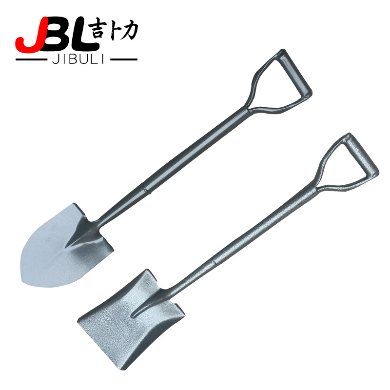 厂家直销园林五金全钢军用铁柄钢锹尖锹军用方锹农用工具园艺工具
