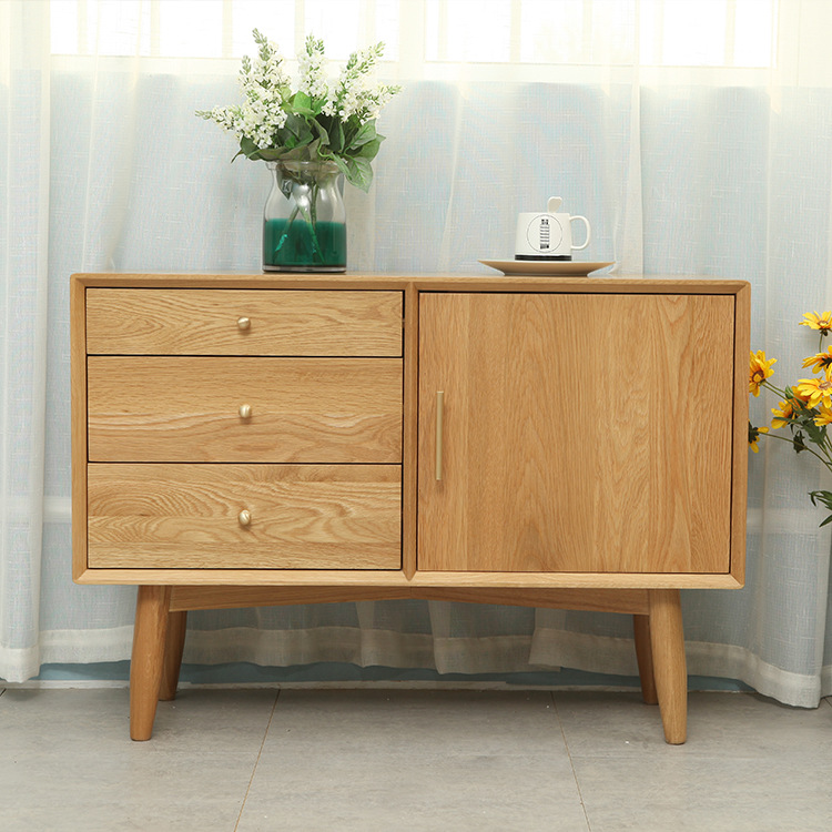 北欧实木餐边柜现代简约白橡木储物柜小户型家具环保定制