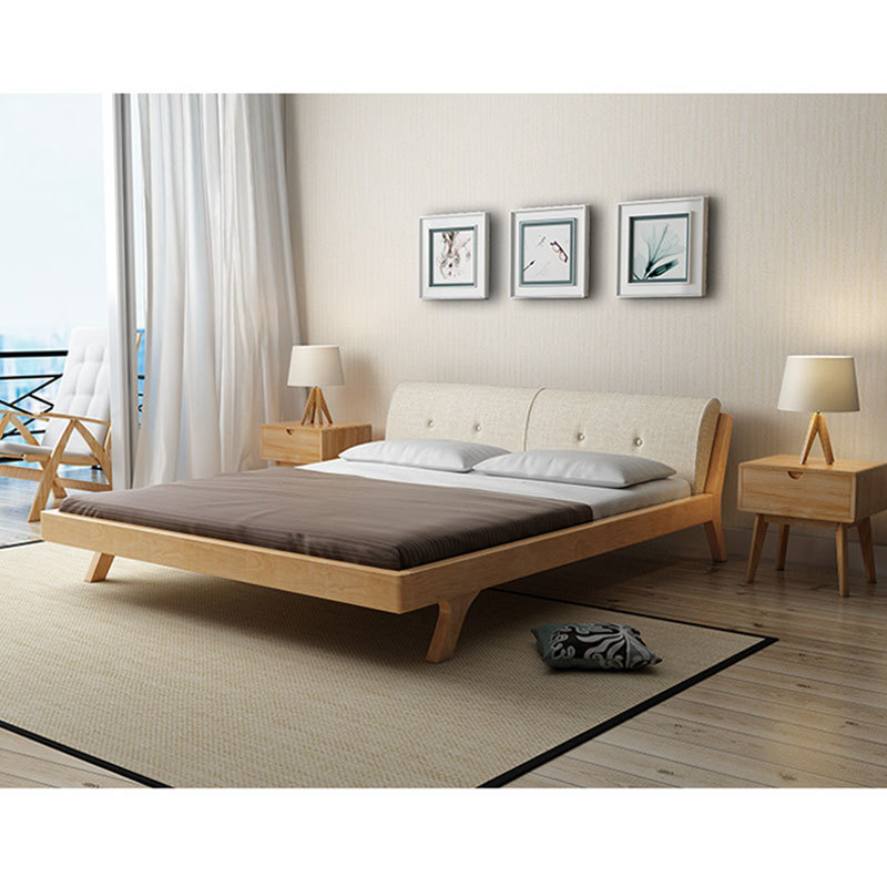 北欧实木床现代简约主卧1.8米双人婚床小户型软靠出租房卧室家具