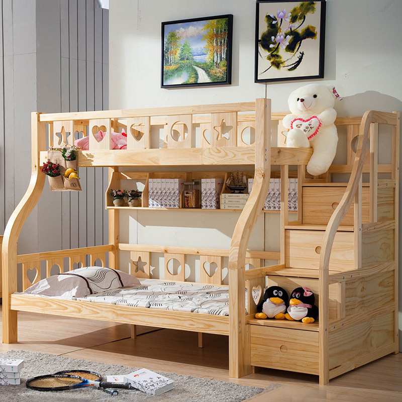 实木子母床双层床上下床高低床儿童床贴牌生产 松木床母子床