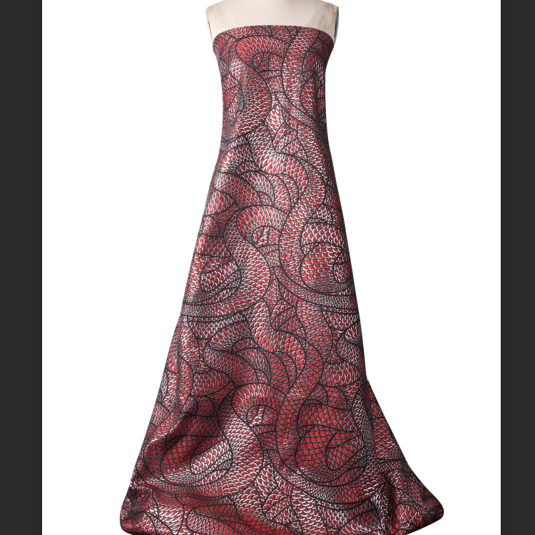2020新款特色蛇皮设计旗袍花型面料定位花梭织提花色织布厂家直销