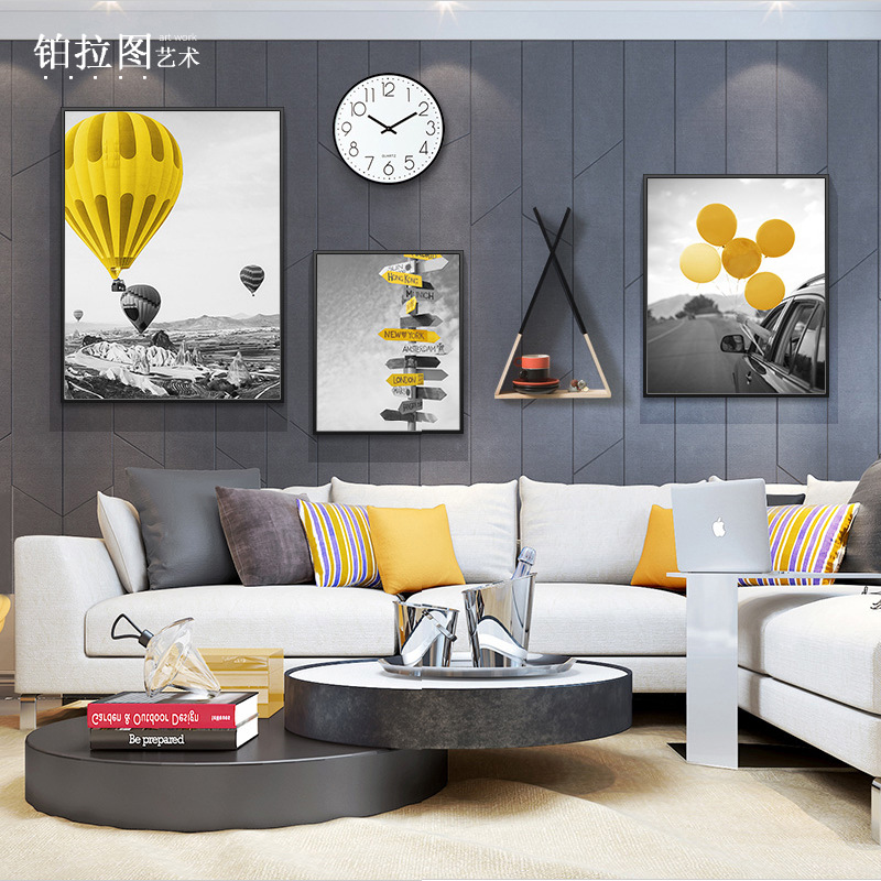 大气装饰画照片墙客厅组合挂画沙发背景画餐厅黑白创意风景画批发