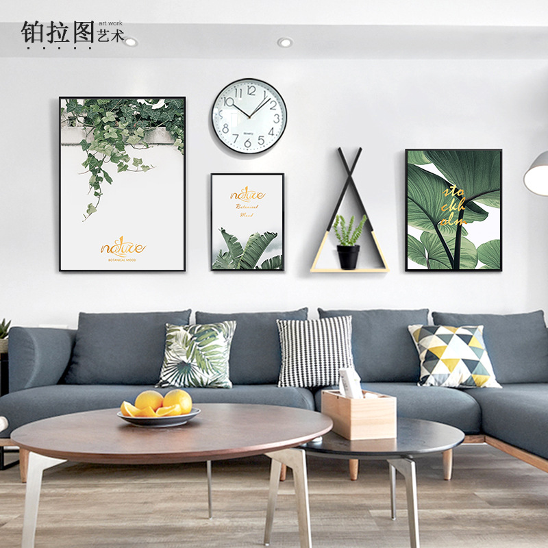 现代客厅装饰画沙发背景照片墙挂画北欧风格小清新创意组合风景画