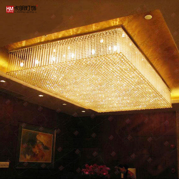 非标定制灯具酒店工程灯大型长方形现代水晶灯豪华大堂水晶吸顶灯