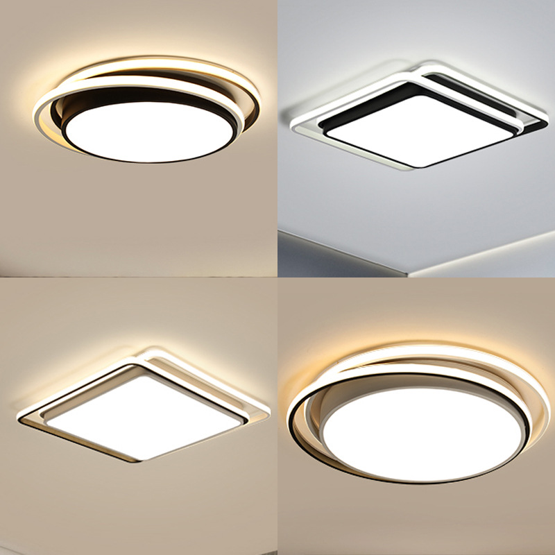 黑白线条圆形简约现代LED吸顶灯 餐厅卧室家用客厅灯创意灯具