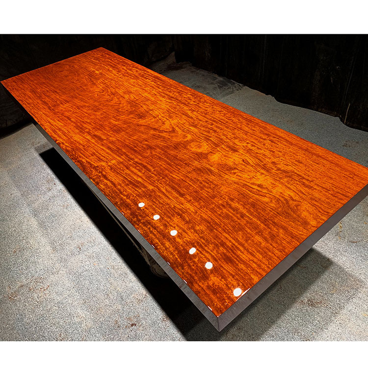 巴花大板茶桌实木桌新中式红木办公桌简约巴花原木茶台会议接待桌