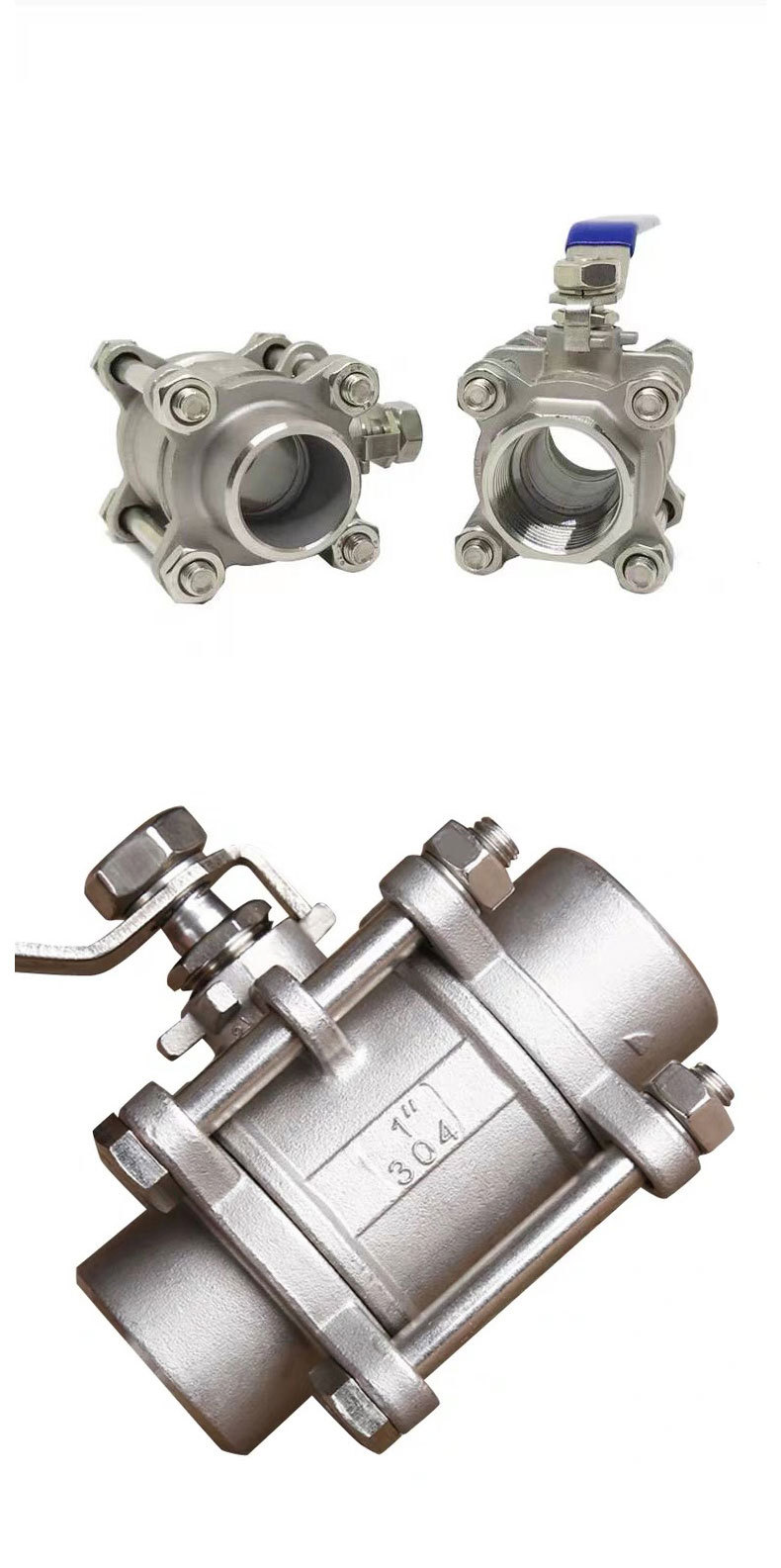 316不锈钢三片式焊接球阀 对焊304耐高压球阀4分 6分 丝扣球阀 - 潍坊