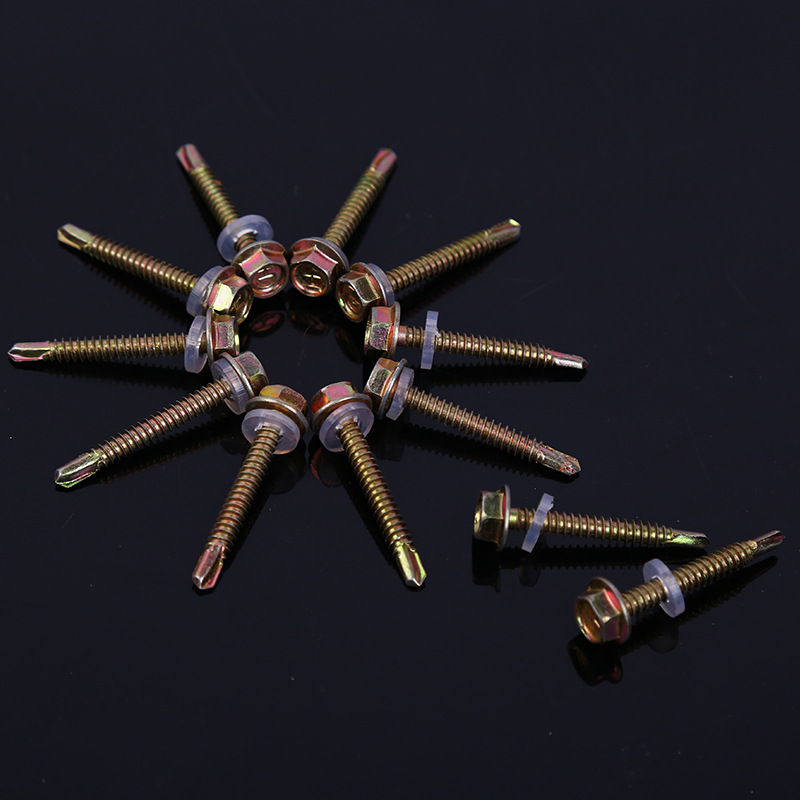 天龙外六角钻尾螺丝彩钢瓦钉燕尾螺丝钉带垫自攻自钻螺钉4.