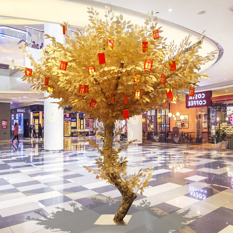 仿真金榕树黄金树摇钱树假金树仿真金树许愿树大厅商场新年红包树