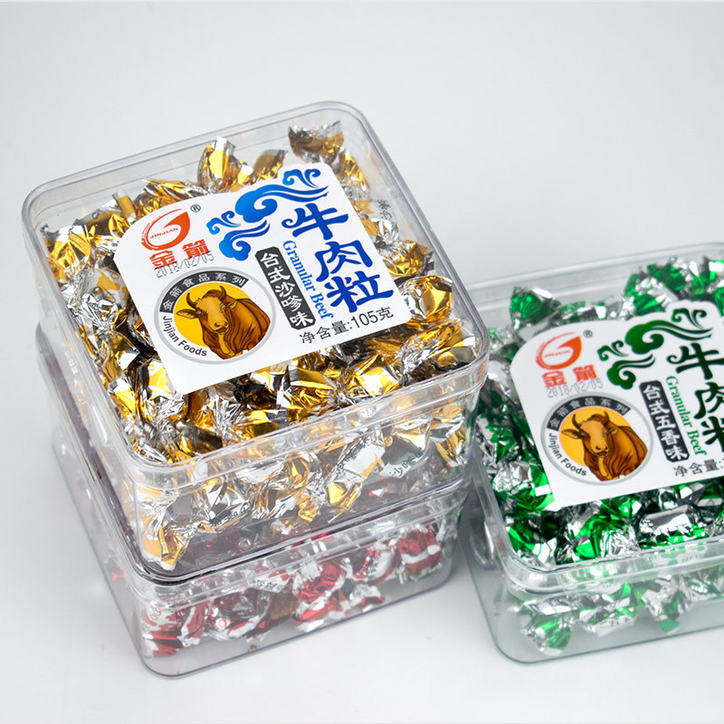 金箭牛肉粒105g(约56枚) 牛肉零食香辣味沙嗲味五香味 休闲食品